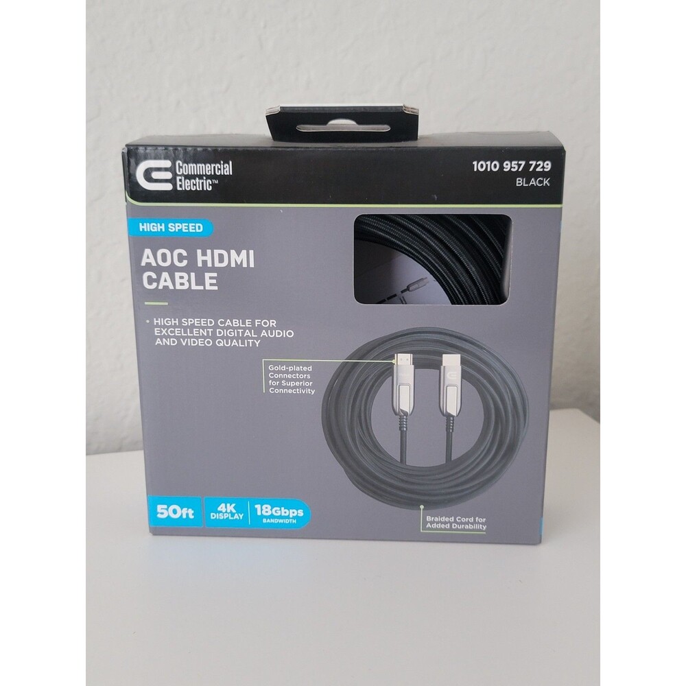 Commercial Electric HDMI Cable Gold Plated 50ft HD1387 NEW SEALED 4K 18GBPS